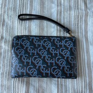 Coach Logo Wristlet in Blue and Brown
